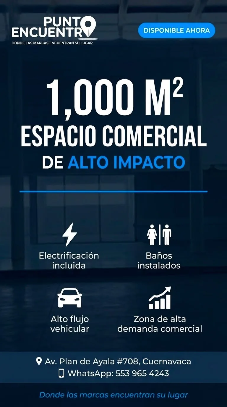 Espacio comercial de alto impacto 1000 metros cuadrados